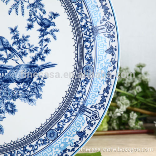 18.5 Inches Elegant Fine New Bone China Blue Decorating Plate